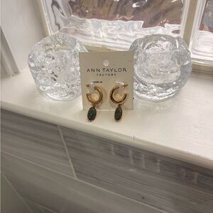 Ann Taylor Gold and Green Candle Holders